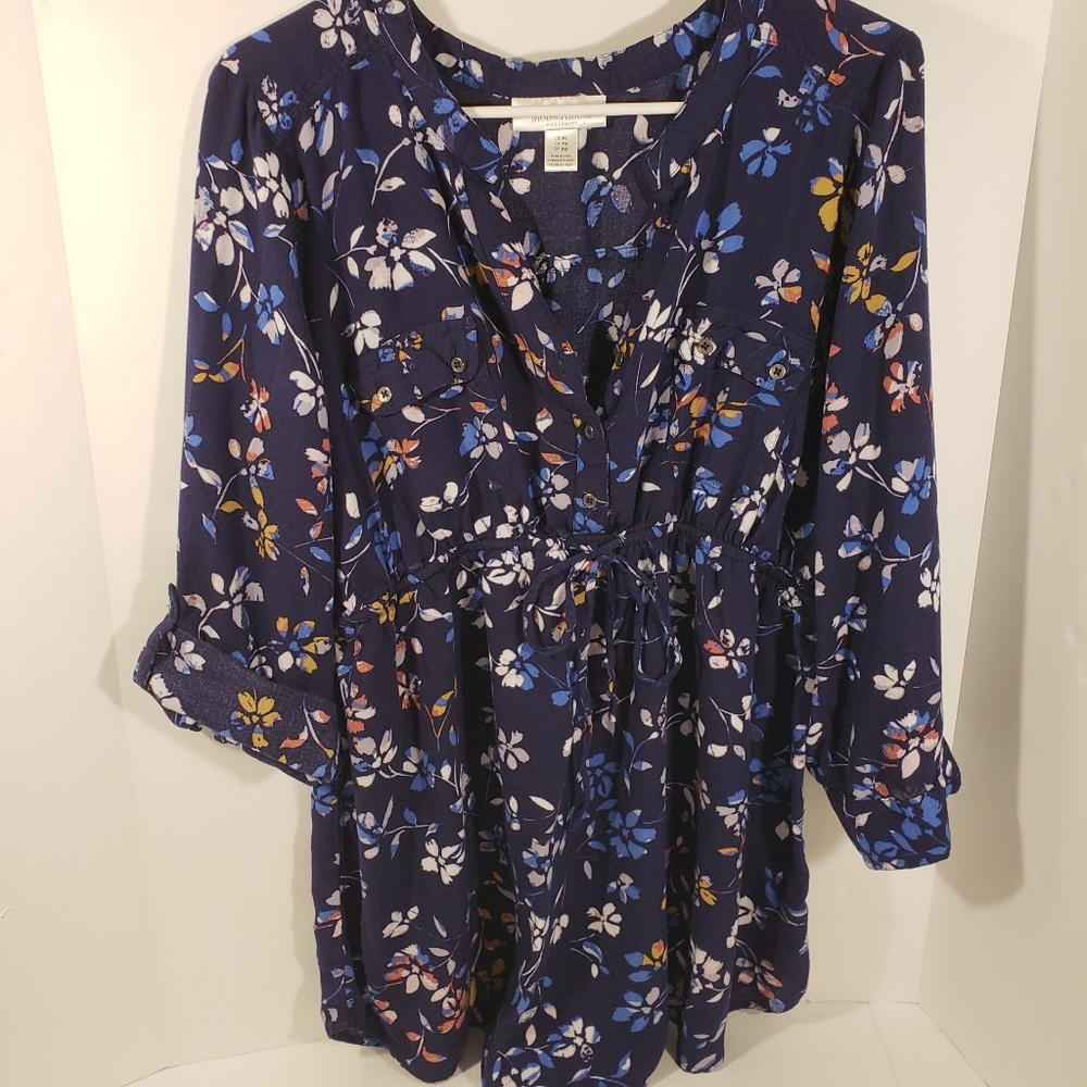Motherhood Maternity Blue Floral Babydoll XL